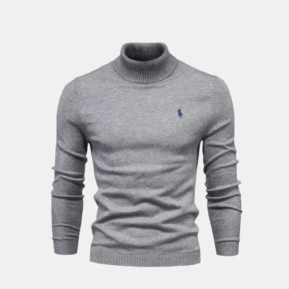 Rollkragen-Zopfstrickpullover aus Wolle