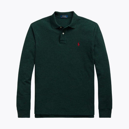 Mesh Long-Sleeve Polo Shirt