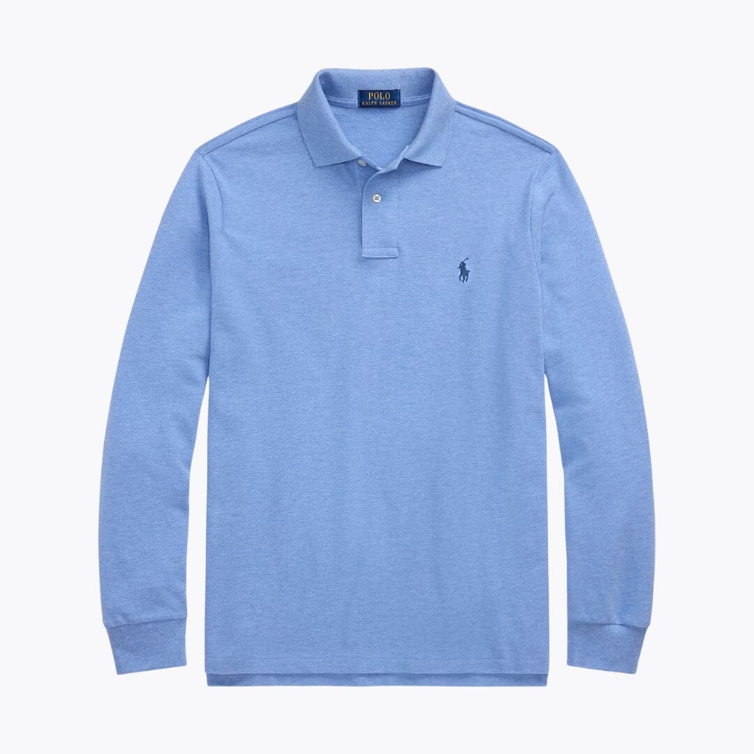 Mesh Long-Sleeve Polo Shirt