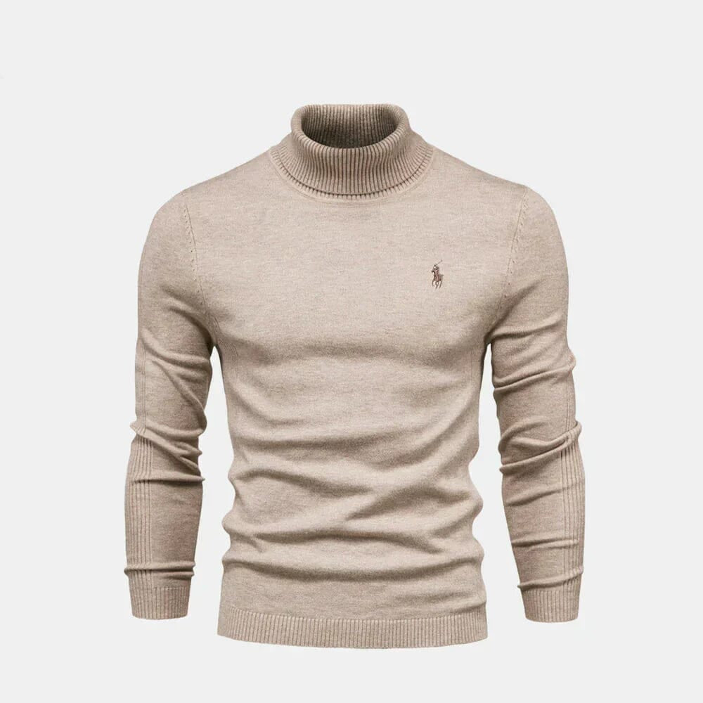 Rollkragen-Zopfstrickpullover aus Wolle