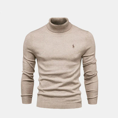 Rollkragen-Zopfstrickpullover aus Wolle