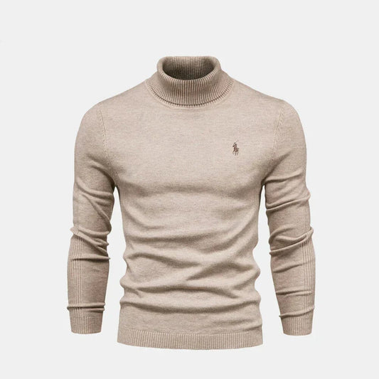 Rollkragen-Zopfstrickpullover aus Wolle
