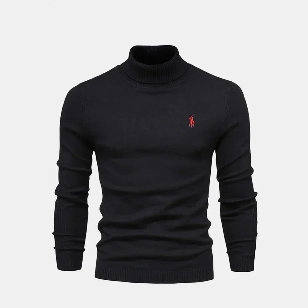 Rollkragen-Zopfstrickpullover aus Wolle