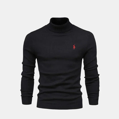 Rollkragen-Zopfstrickpullover aus Wolle