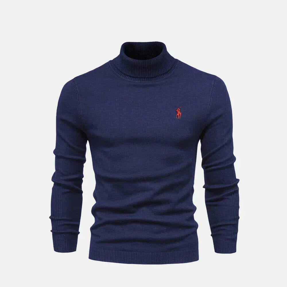 Rollkragen-Zopfstrickpullover aus Wolle