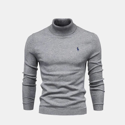 Rollkragen-Zopfstrickpullover aus Wolle